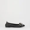 Ballerina tacco 1 cm nero pelle