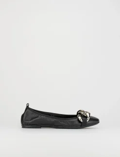 Ballerina tacco 1 cm nero pelle