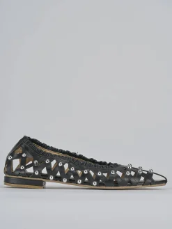 Ballerina tacco 2 cm nero pelle
