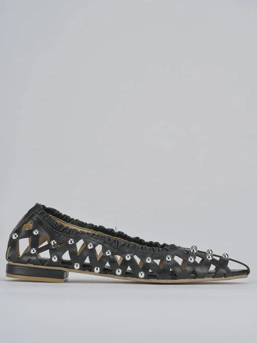Ballerina tacco 2 cm nero pelle