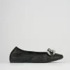 Ballerina tacco 1 cm nero pelle
