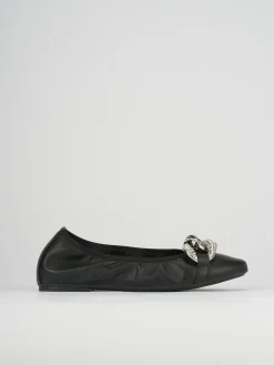Ballerina tacco 1 cm nero pelle