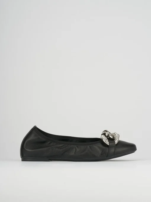 Ballerina tacco 1 cm nero pelle