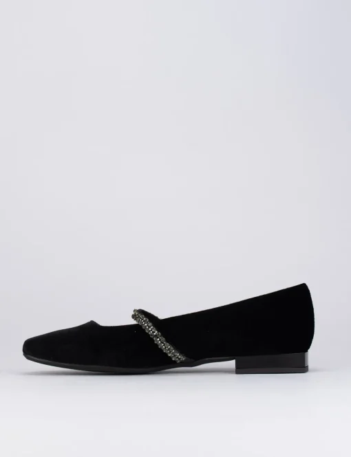 Ballerina tacco 1 cm nero velluto
