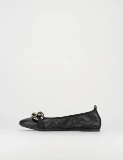 Ballerina tacco 1 cm nero pelle