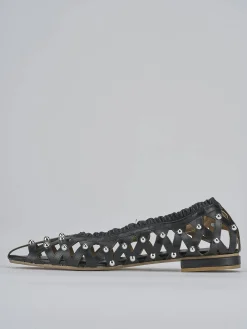 Ballerina tacco 2 cm nero pelle