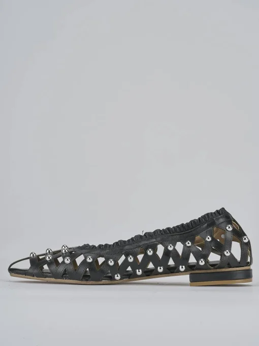 Ballerina tacco 2 cm nero pelle