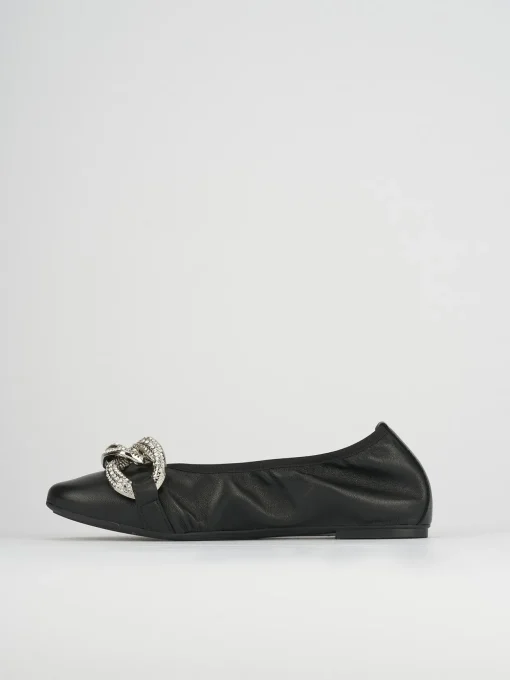 Ballerina tacco 1 cm nero pelle