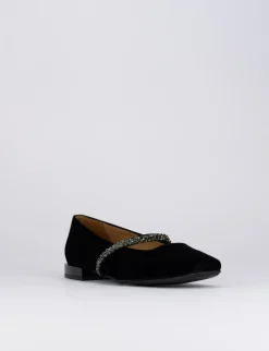 Ballerina tacco 1 cm nero velluto