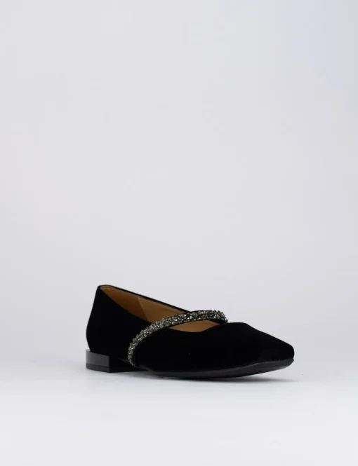 Ballerina tacco 1 cm nero velluto