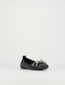 Ballerina tacco 1 cm nero pelle