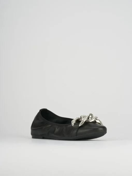 Ballerina tacco 1 cm nero pelle