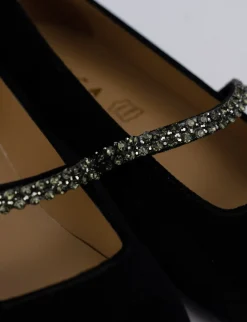 Ballerina tacco 1 cm nero velluto
