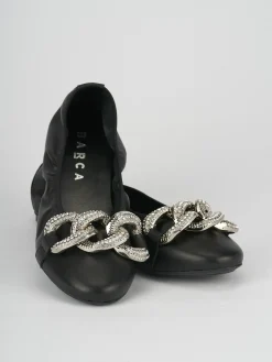 Ballerina tacco 1 cm nero pelle