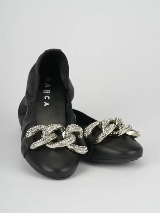 Ballerina tacco 1 cm nero pelle