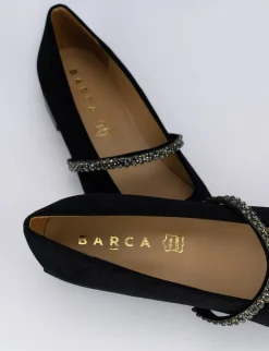 Ballerina tacco 1 cm nero velluto