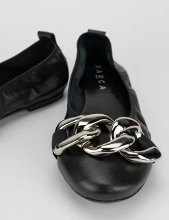 Ballerina tacco 1 cm nero pelle