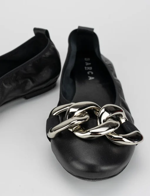 Ballerina tacco 1 cm nero pelle