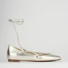 Ballerina tacco 1 cm oro pelle