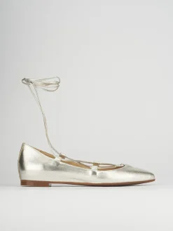 Ballerina tacco 1 cm oro pelle