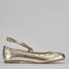 Ballerina tacco 1 cm oro pelle