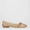 Ballerina tacco 1 cm oro pelle