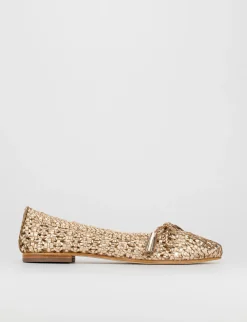 Ballerina tacco 1 cm oro pelle