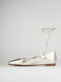 Ballerina tacco 1 cm oro pelle