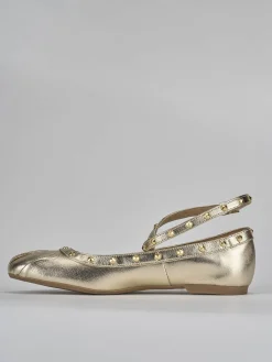 Ballerina tacco 1 cm oro pelle