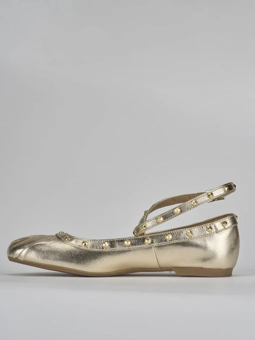 Ballerina tacco 1 cm oro pelle
