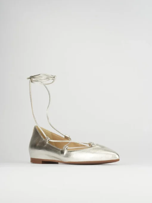 Ballerina tacco 1 cm oro pelle