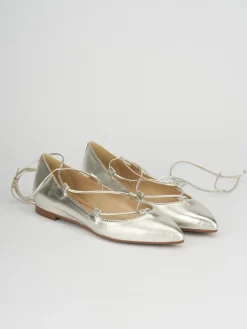 Ballerina tacco 1 cm oro pelle