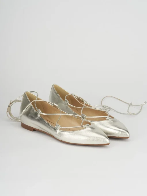 Ballerina tacco 1 cm oro pelle