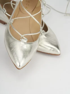 Ballerina tacco 1 cm oro pelle