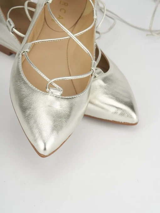 Ballerina tacco 1 cm oro pelle