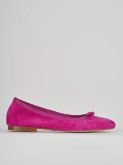 Ballerina tacco 1 cm rosa camoscio