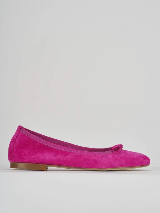 Ballerina tacco 1 cm rosa camoscio