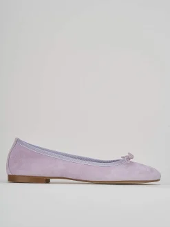 Ballerina tacco 1 cm rosa camoscio
