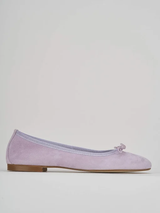 Ballerina tacco 1 cm rosa camoscio