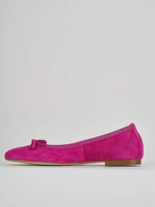Ballerina tacco 1 cm rosa camoscio