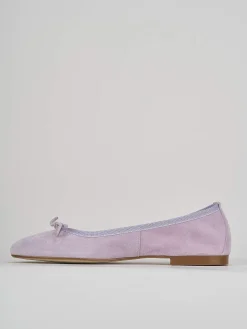 Ballerina tacco 1 cm rosa camoscio