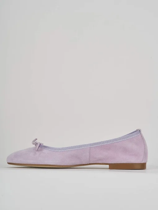 Ballerina tacco 1 cm rosa camoscio