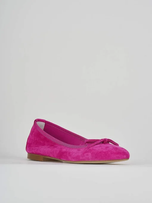 Ballerina tacco 1 cm rosa camoscio