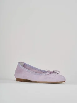 Ballerina tacco 1 cm rosa camoscio