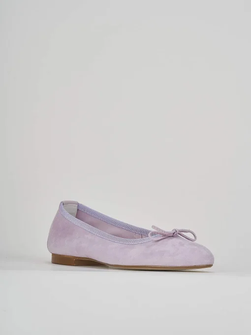 Ballerina tacco 1 cm rosa camoscio