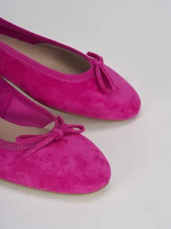 Ballerina tacco 1 cm rosa camoscio