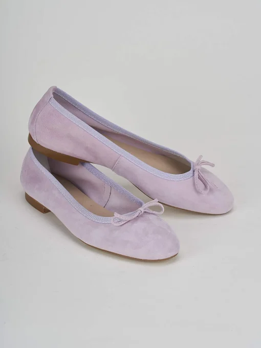 Ballerina tacco 1 cm rosa camoscio