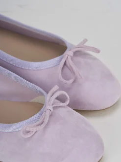 Ballerina tacco 1 cm rosa camoscio