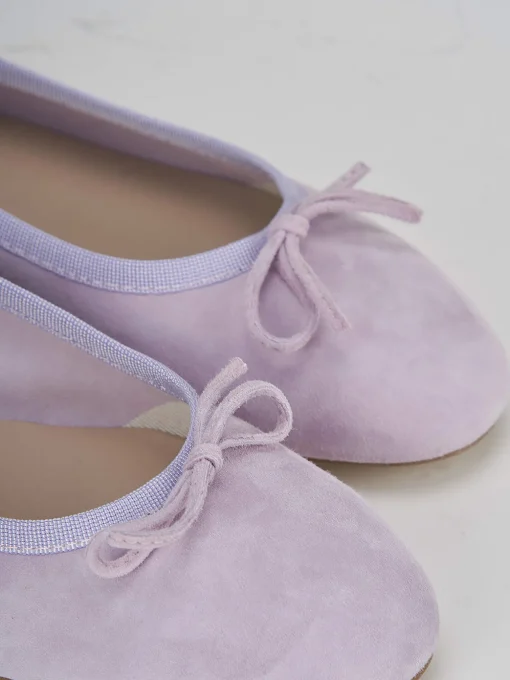 Ballerina tacco 1 cm rosa camoscio