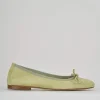 Ballerina tacco 1 cm verde camoscio